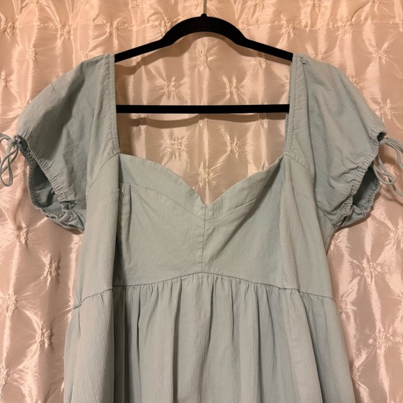 Abercrombie & Fitch Light Blue Sweetheart Neck Puff Babydoll Mini Dress A&F - Picture 5 of 13